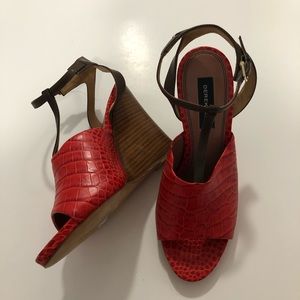 Derek Lam Red Leather Sandal Wedge size 7